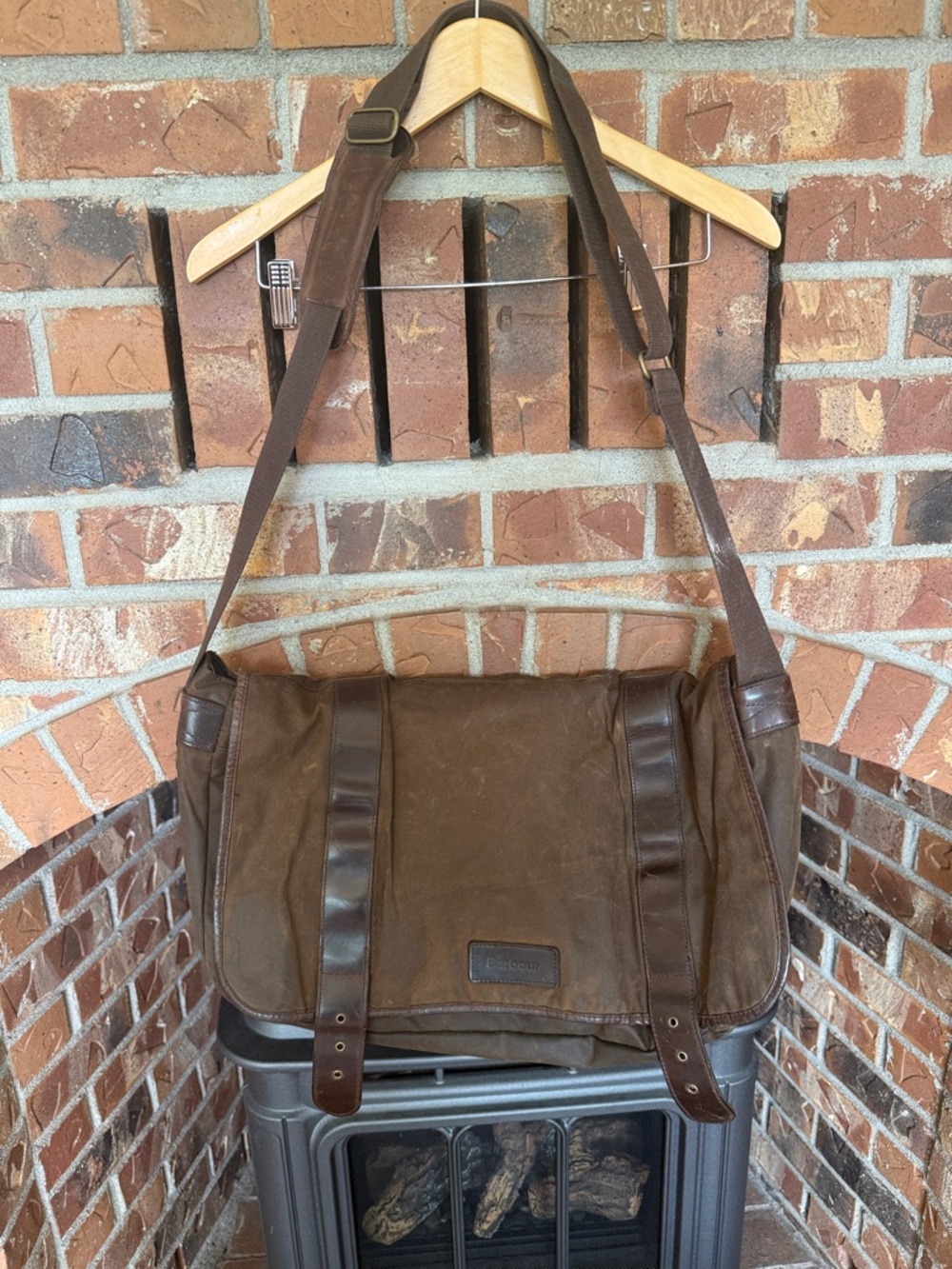 Barbour canvas and leather Messenger Bag with Adjustable Strap